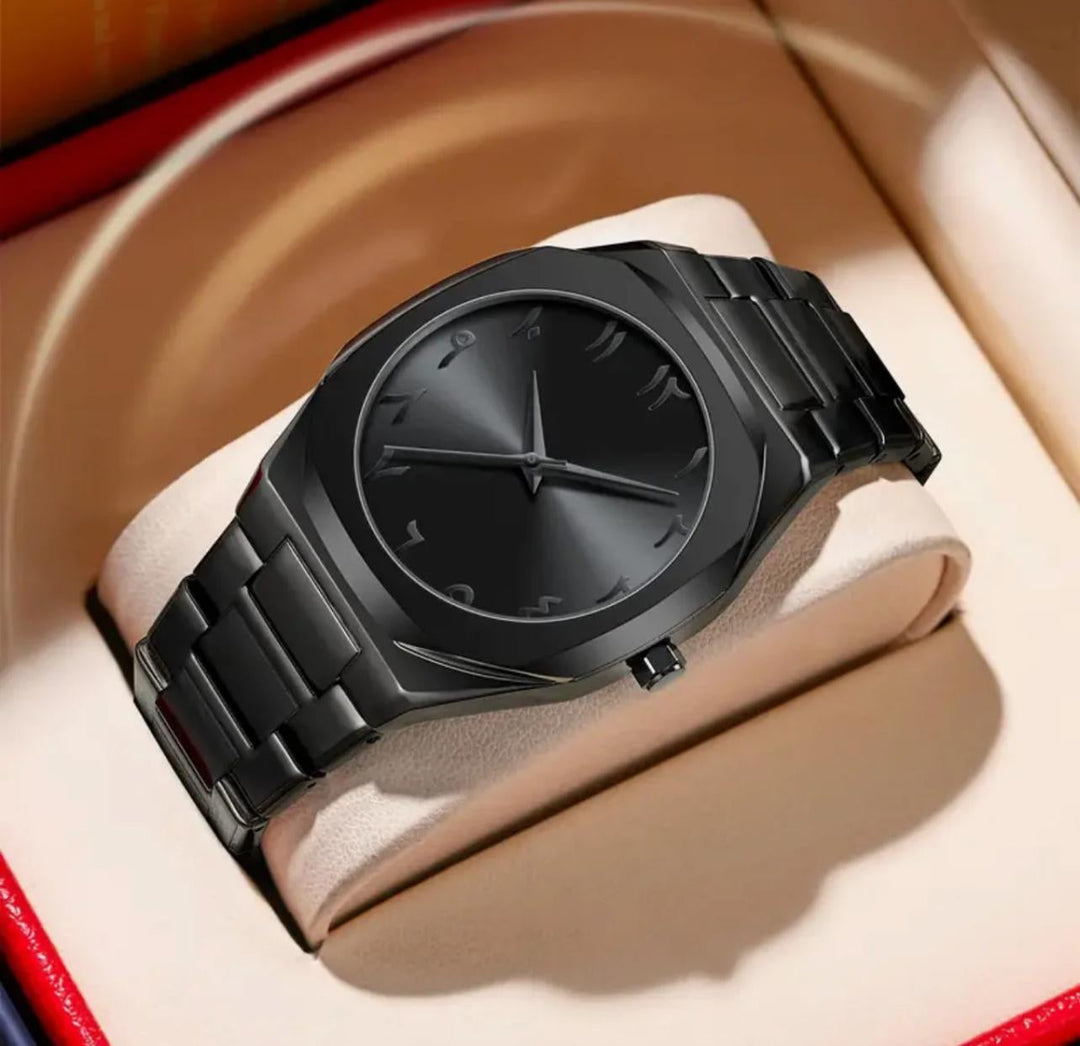 Black Aura Quartz Watch β Stylish Analog Watch For Men & Boys