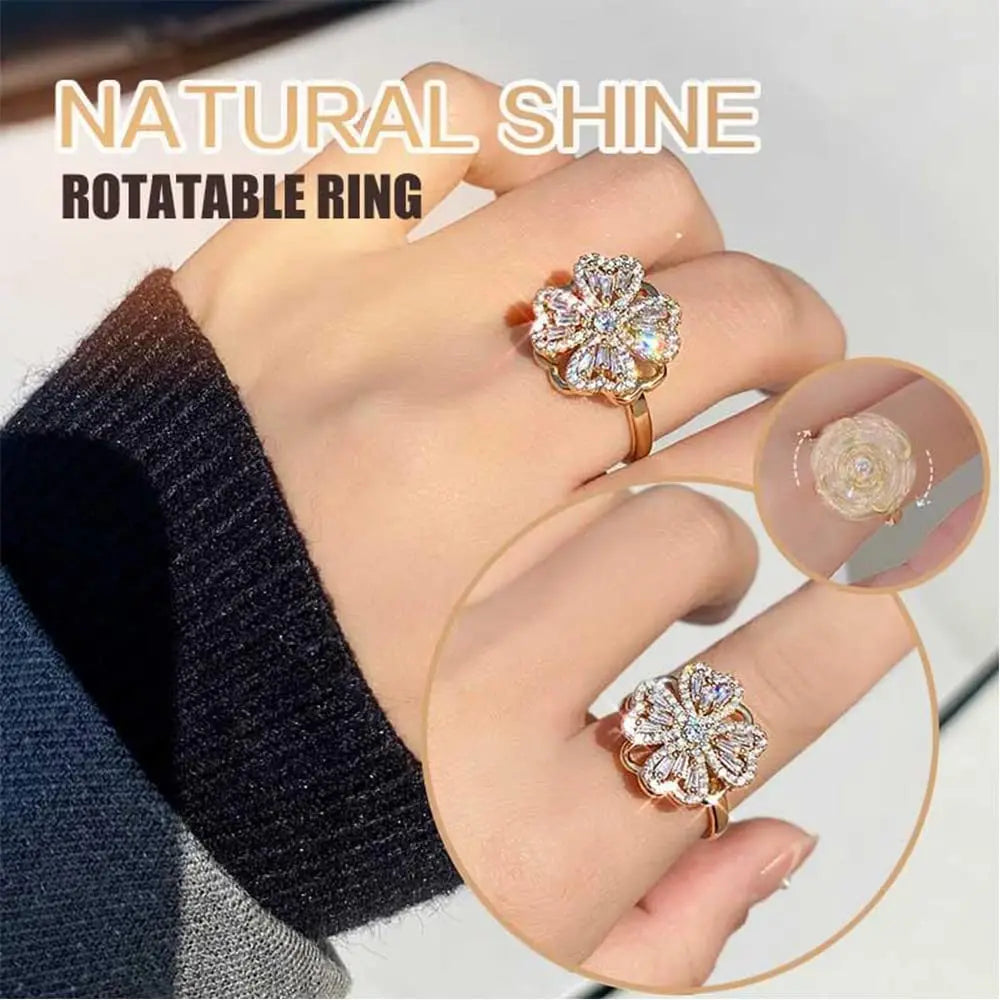 Lucky Four-leaf Clover Rotating Anxiety Ring β Spinner Fidget Ring For Stress Relief