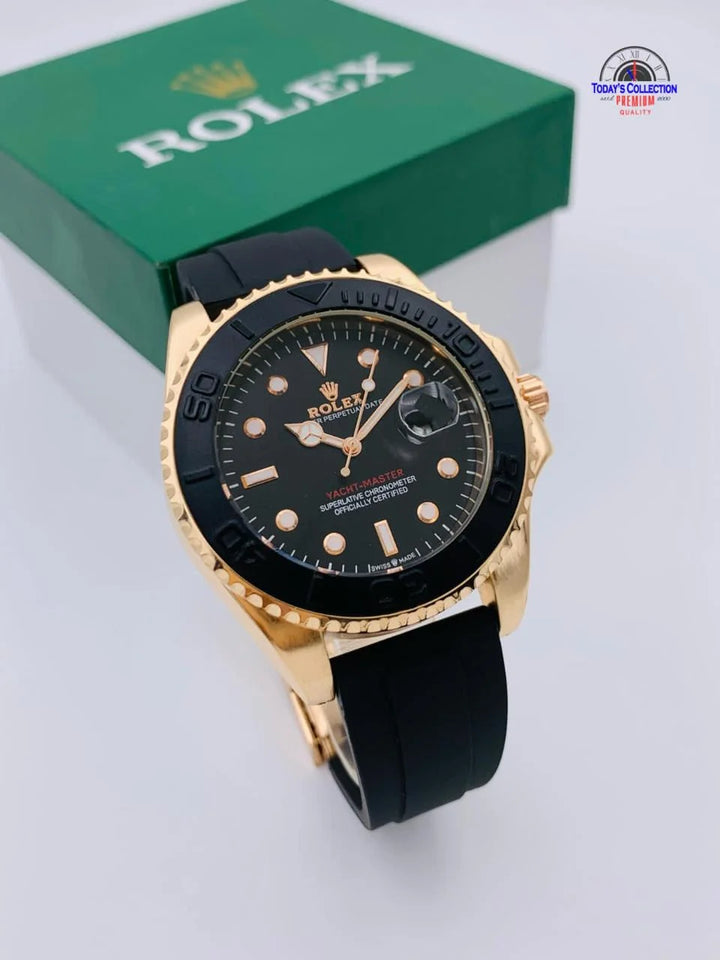 ( Golden ) Rolex Stylish Watch For Men Adjustable Rubber Strap