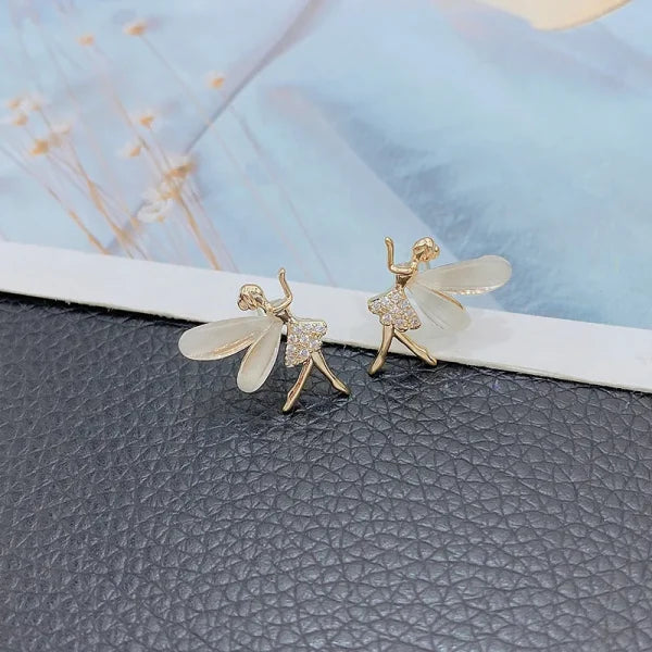 Fashion Cute Flower Wings Elf Stud Earring For Women Girls