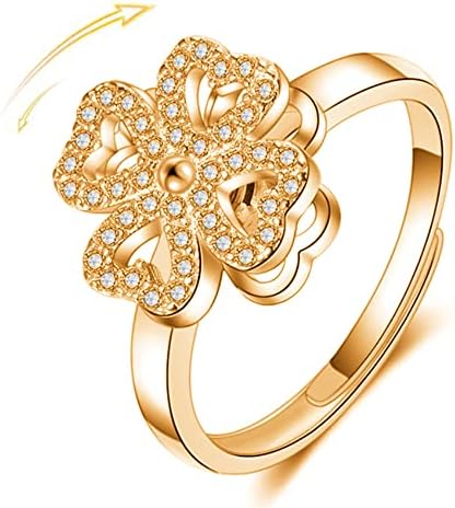 Lucky Four-leaf Clover Rotating Anxiety Ring – Spinner Fidget Ring For Stress Relief