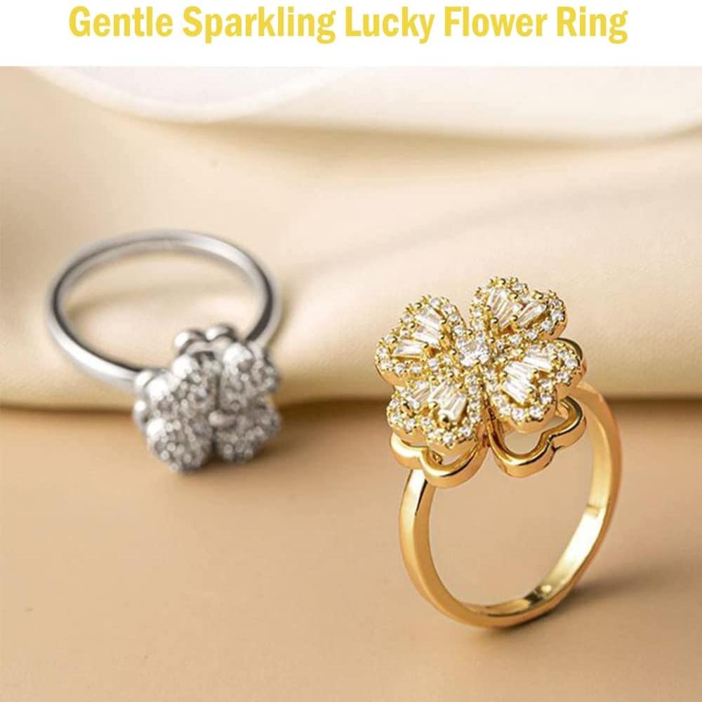 Lucky Four-leaf Clover Rotating Anxiety Ring – Spinner Fidget Ring For Stress Relief