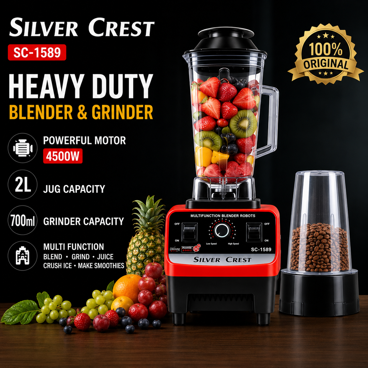 🔥 Silver Crest SC-1589 Heavy Duty Blender & Grinder 🔥