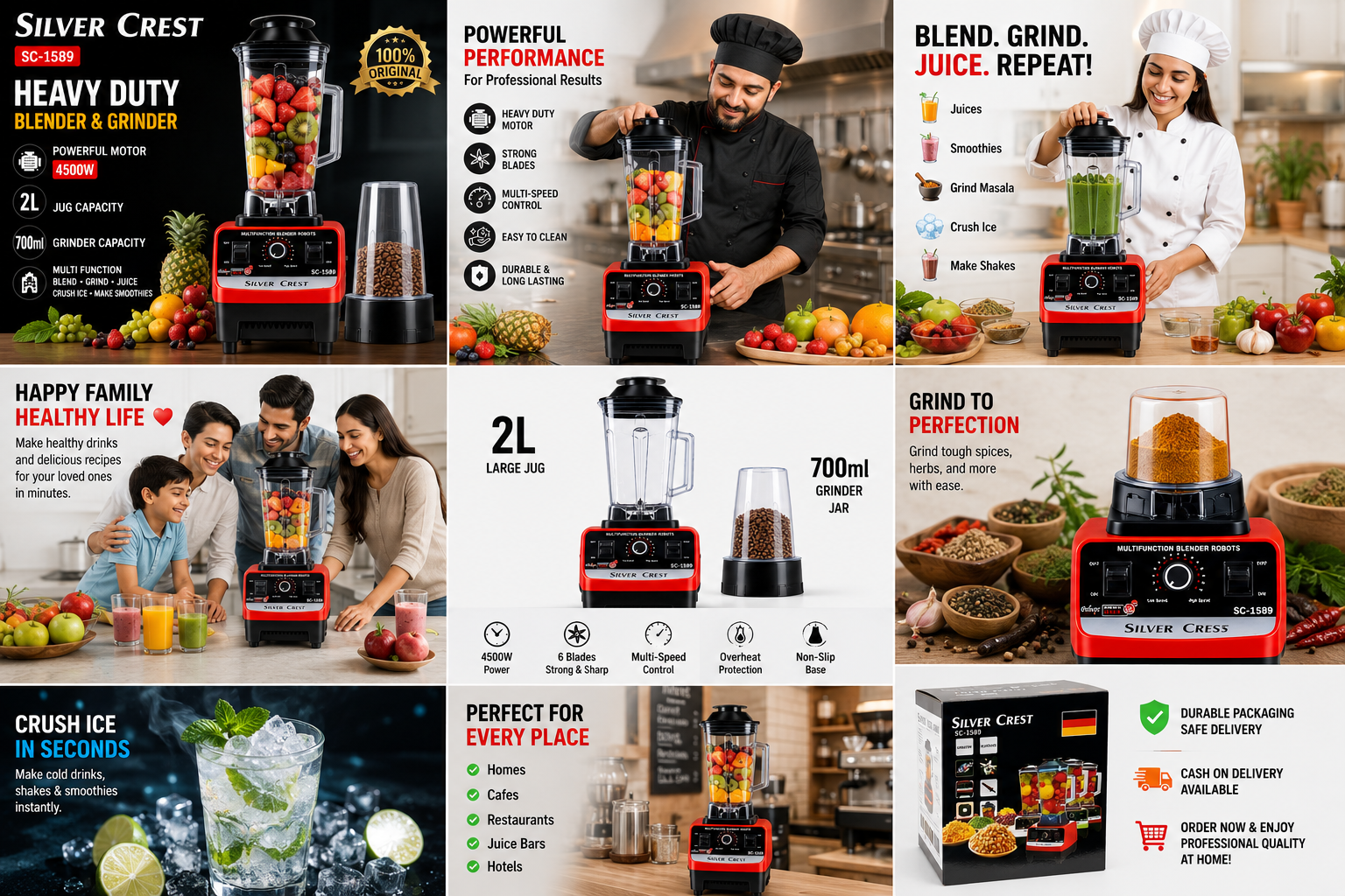 🔥 Silver Crest SC-1589 Heavy Duty Blender & Grinder 🔥