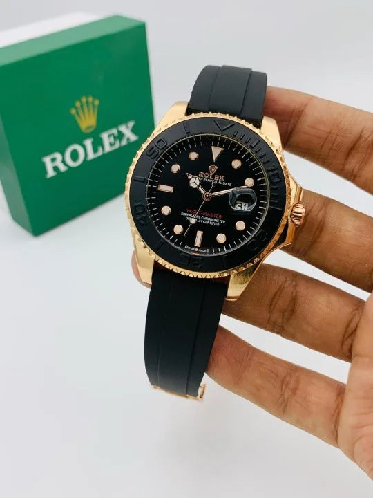 ( Golden ) Rolex Stylish Watch For Men Adjustable Rubber Strap
