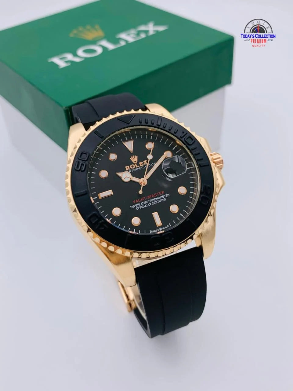 ( Golden ) Rolex Stylish Watch For Men Adjustable Rubber Strap