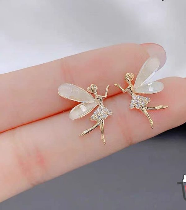 Fashion Cute Flower Wings Elf Stud Earring For Women Girls