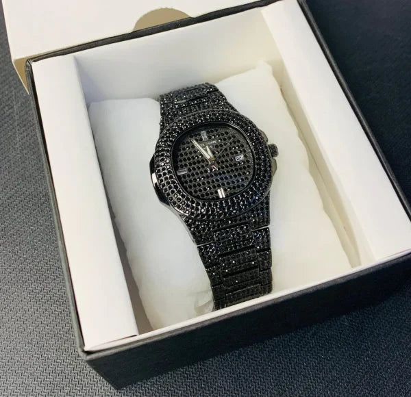 New Watch Collection Black Stone / Blacked Iced Out Stain-less