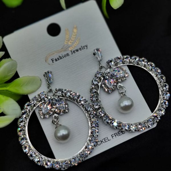 Imported Elegant Earrings {Silver }
