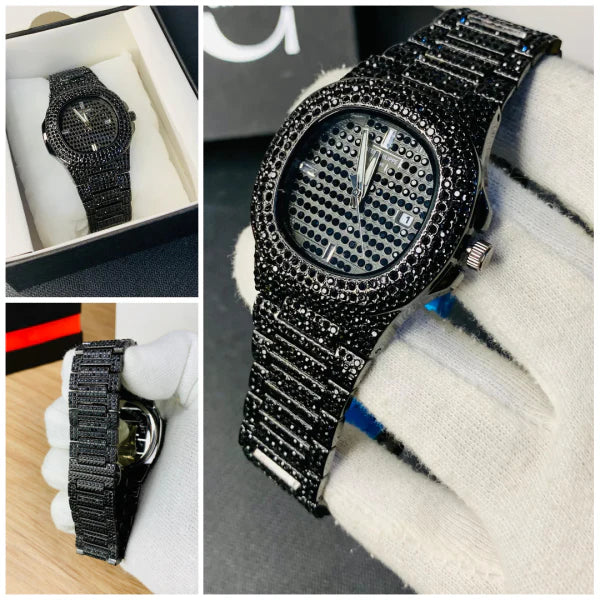 New Watch Collection Black Stone / Blacked Iced Out Stain-less
